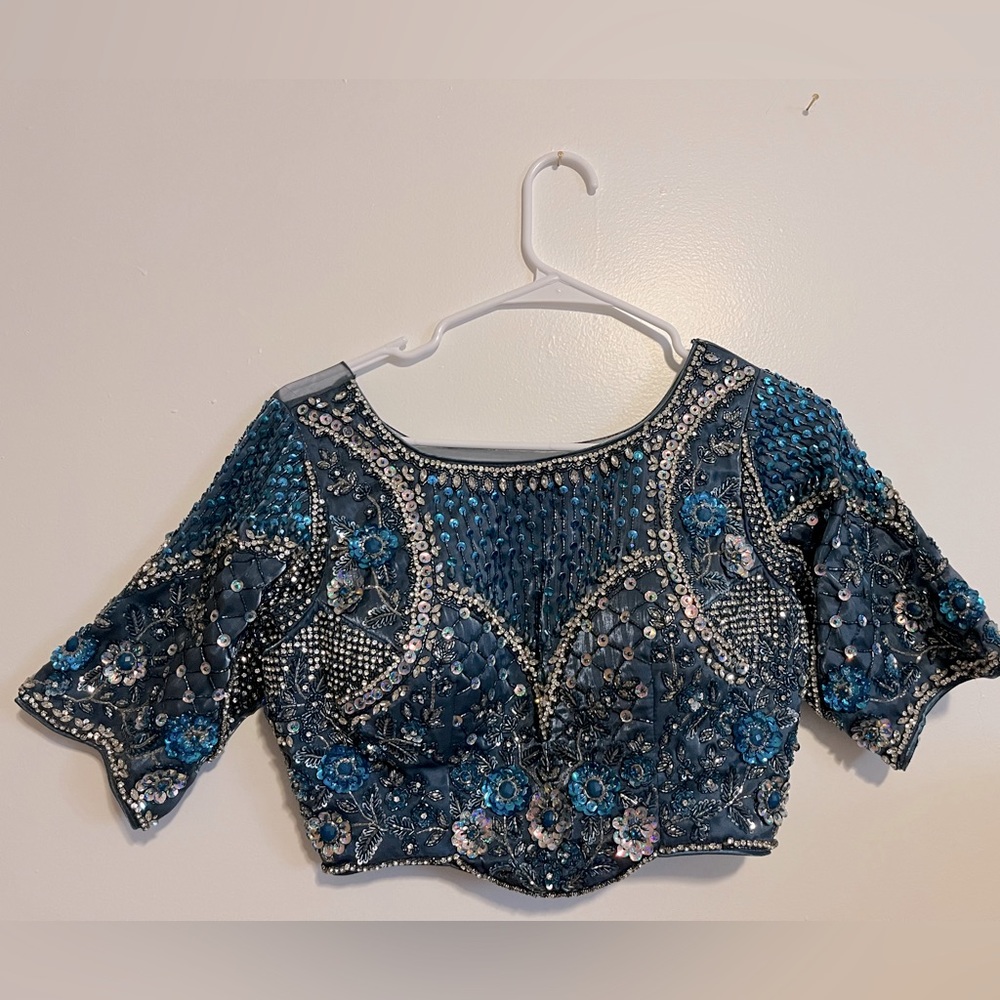 Extremely stylish hand embroidered zardosi and sequins handwork blouse